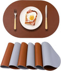 Waterproof Placemats Set of 6 Oval, Reversible Faux Leather Placemat Heat by Unknown