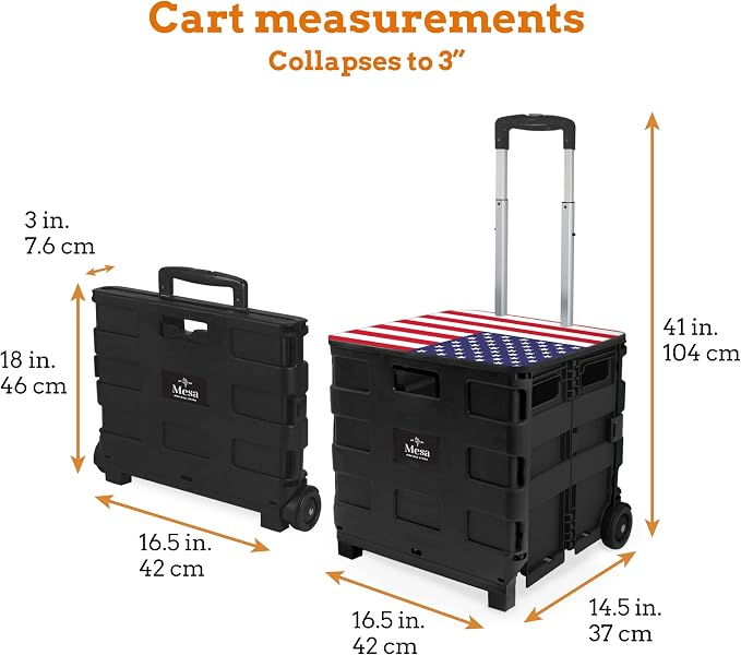 Inspired Living Collapsible Ultra-Slim Pack-N-Roll, 2 Wheel Utility Cart w/Lid - Image 5