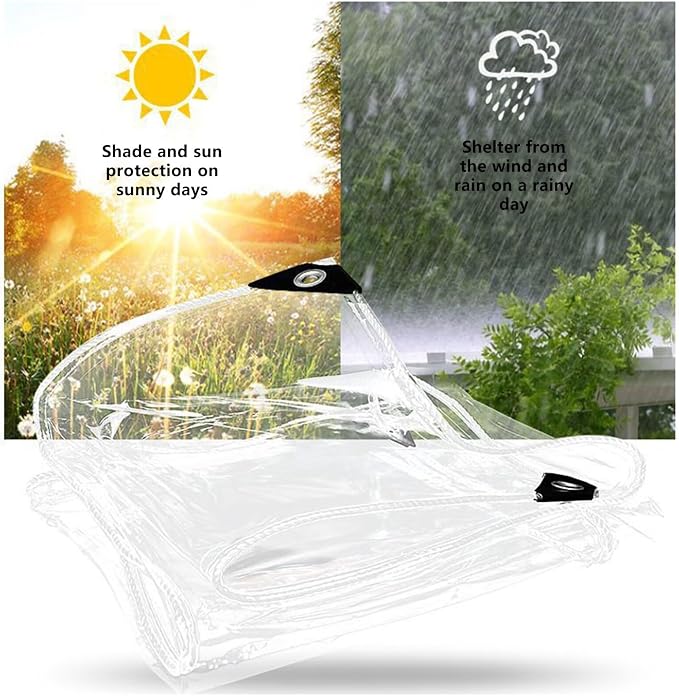 Clear Tarp with Grommets, Transparent Heavy Duty Water Resistant Tarp Cover - Image 6