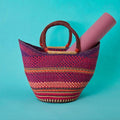 Purple Pink Picnic Basket, Reusable Grocery Bag, Kitchen & Dining Storage by AfricainaBasket