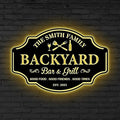 Custom Backyard Bar & Grill LED Sign – Personalized BBQ Sign, 16-Color LED by V-Decorparks