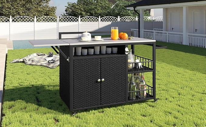 CHARMMA 63.5" Outdoor Kitchen Island, Kitchen Storage Island, Cooking Station - Image 7