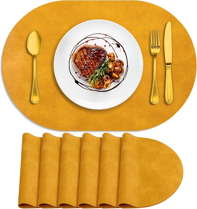 ADRIMER Placemats, Heat Resistant Oval Placemats Set of 6 Washable 12 x 17 Inch by Adrimersdreamistobeanindispensablecompanioninyourlife