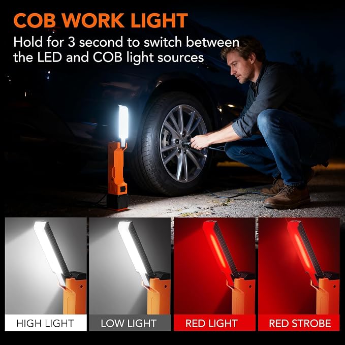 Rechargeable Work Light, 1800mAh COB Portable LED Work Light, Work Flashlight - Image 3