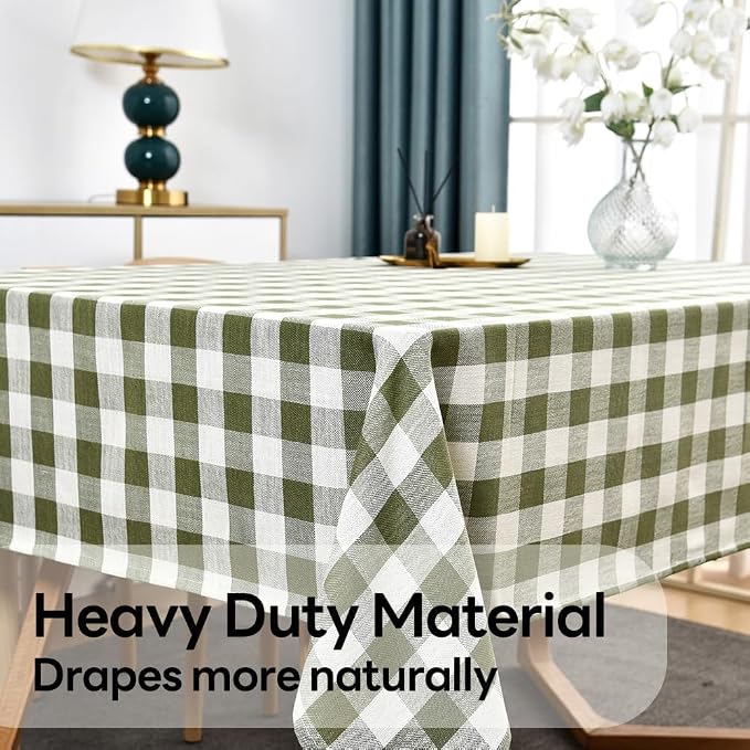 Gingham Table Cloth for Square Tables Green Checkered Plaid Tablecloth Heavy - Image 5