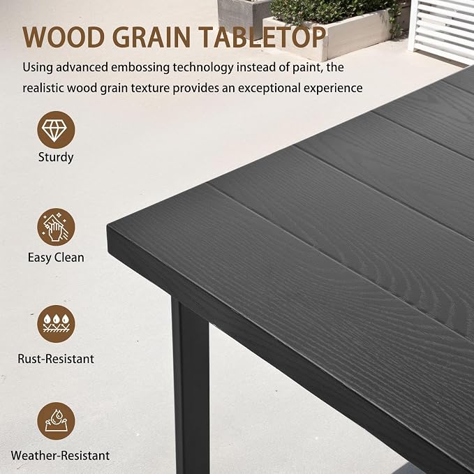 5-Piece Patio Dining Table and Chair Sets, Outdoor Metal Dining Furniture Set - Image 4