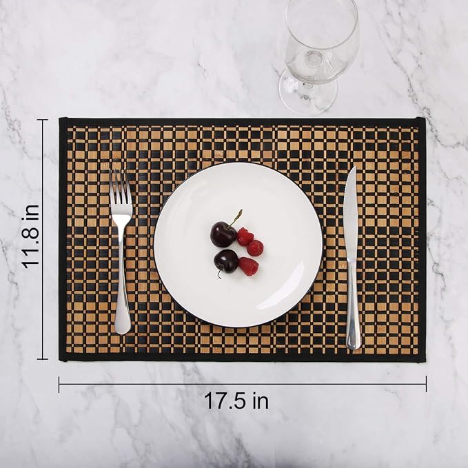 Placemats Set of 6 for Dining Table, Bamboo Place Mats for Kitchen Table Decor - Image 2