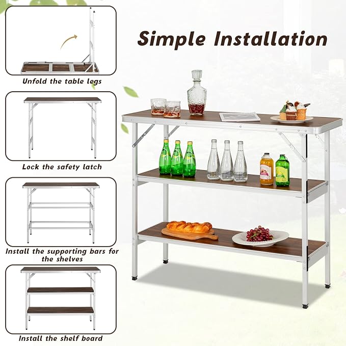 Giantex Portable Bar Table for Events, Folding Mobile Bartending Station - Image 5