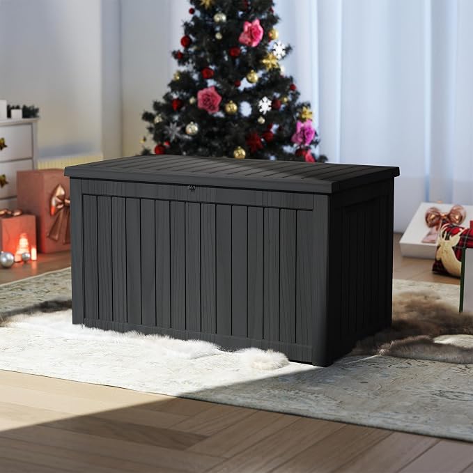 270 Gallon Resin Deck Box, Waterproof Outdoor Storage Box, Lockable - Image 5