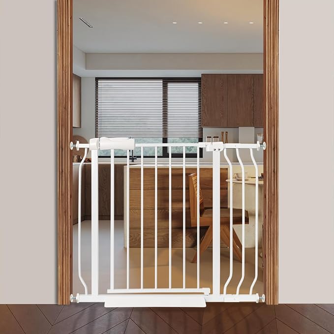 Baby Gate for Stairs No Drill 33.86-38.58 Inch, Pressure Mounted Metal Child by Unknown