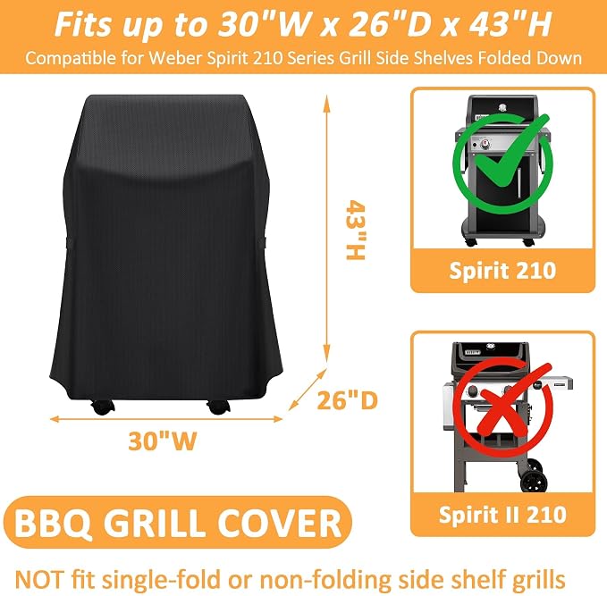 30 Inch Grill Cover for Weber Spirit 210 Series, Waterproof Small BBQ Cover for - Image 2