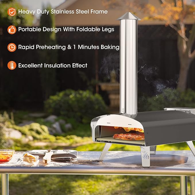 Mimiuo Outdoor Pizza Oven Wood Pellet 12" Pizza Ovens - Image 4