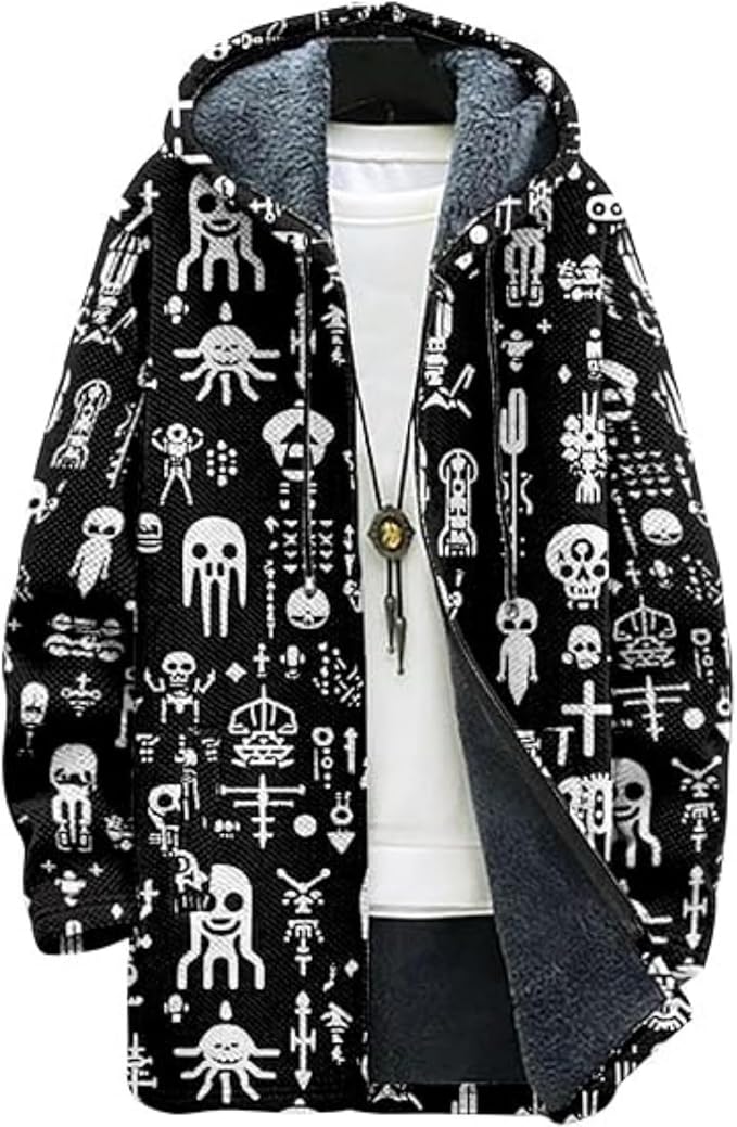 Men's Hooded Sweater Coat Knit Fleece Lined Long Cardigan Jacket by Unknown