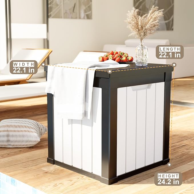 DRATO 51 Gallon Deck Boxes Resin Outdoor Storage Box UV Resistant Outside Deck - Image 4