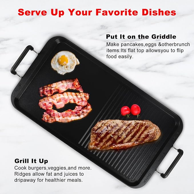 Vayepro 2-in-1 Stove Top Griddle & Grill Pan, 20 Inch Non-Stick Double Burner - Image 6