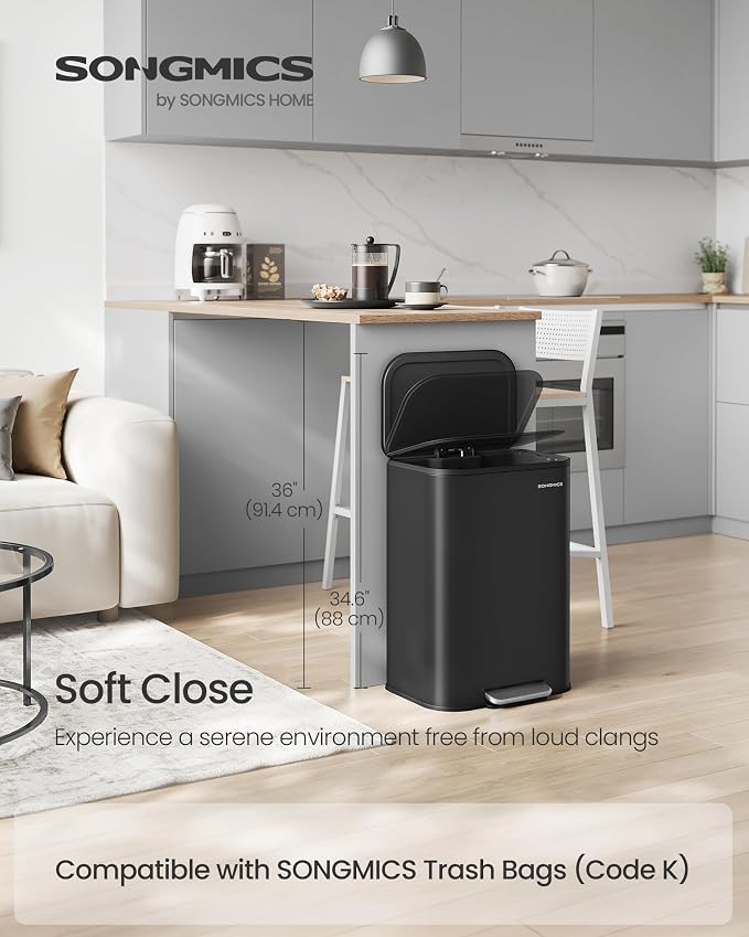 SONGMICS Kitchen Trash Can, 13-Gallon Garbage Can - Image 2