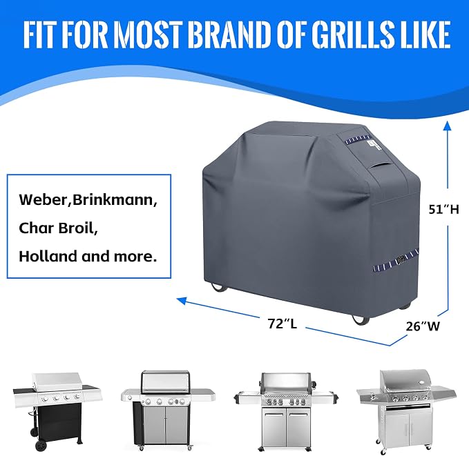 Grill Cover 600D Heavy Duty, Universal Fit Waterproof BBQ Grill Protector - Image 2