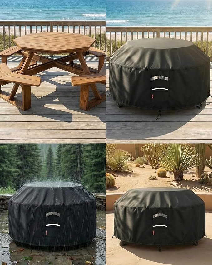 Waterproof Octagon Picnic Table Cover, Fits 90 Inch Outdoor Patio Table Cover - Image 3