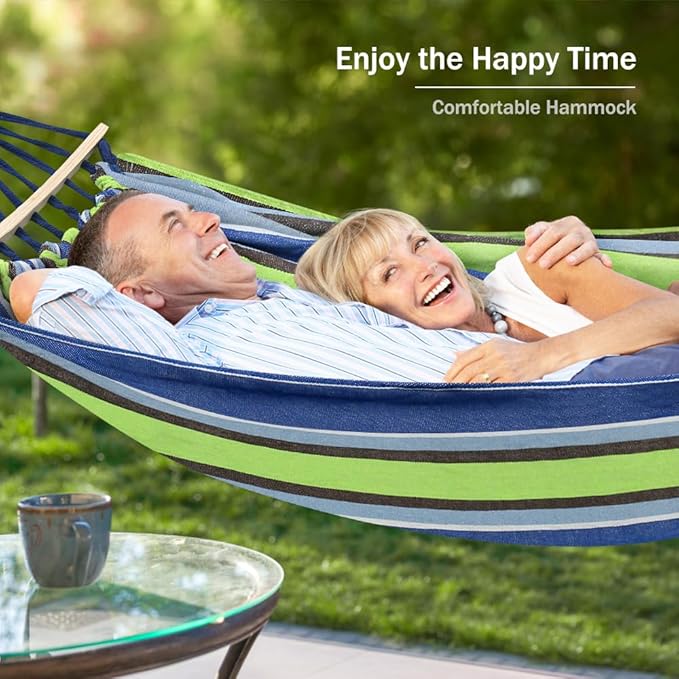 Camping Hammock with 320G Canvas, 550 lb Capacity, Light Green