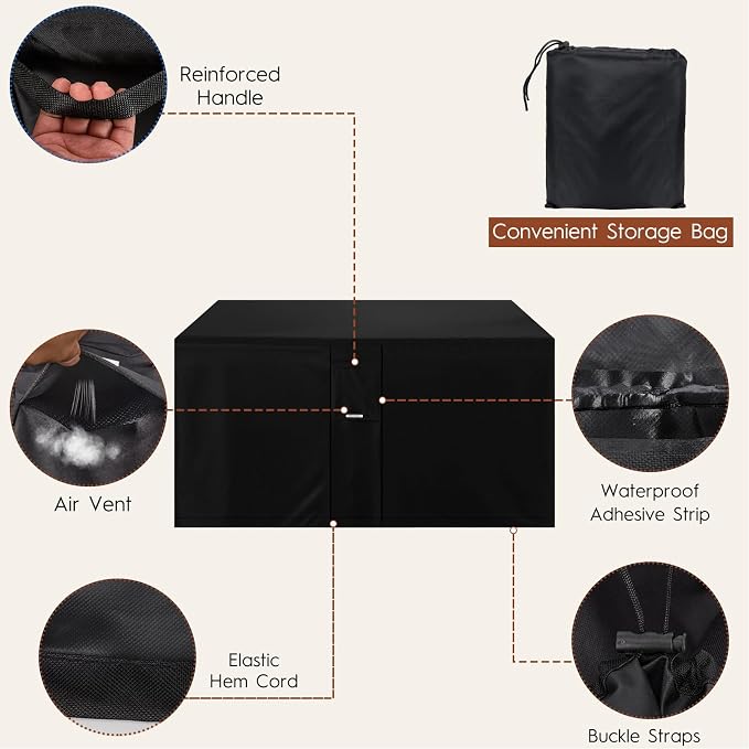 Fire Pit Cover Rectangle Outdoor 42"L x 24"W x 24"H Heavy-Duty Waterproof 600d - Image 4