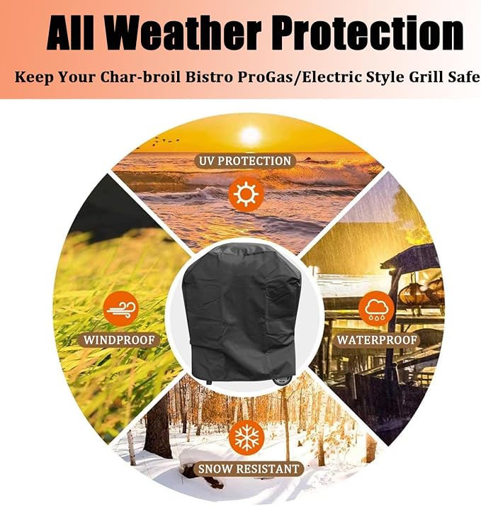 Grill Cover for Charbroil Bistro Pro Electric Grill, Waterproof Outdoor Griddle - Image 6