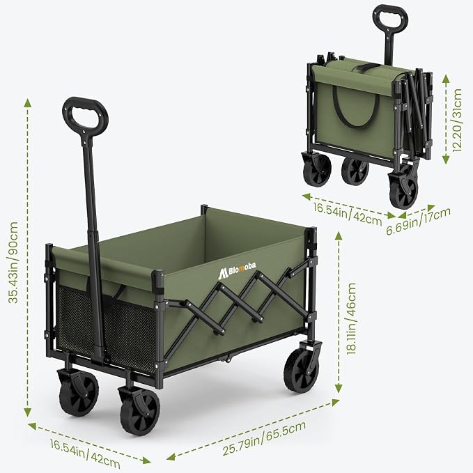 Collapsible Wagon with Wheels, 220 lbs Wagons Carts Foldable Wagon Cart with - Image 7