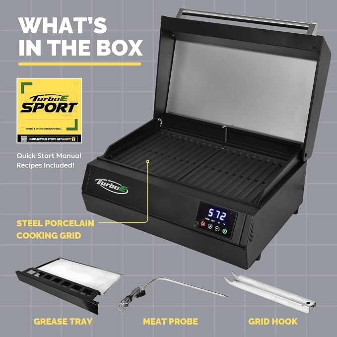 Turbo E Sport Compact Electric Grill, 1700W Infrared, Digital Display - Image 7