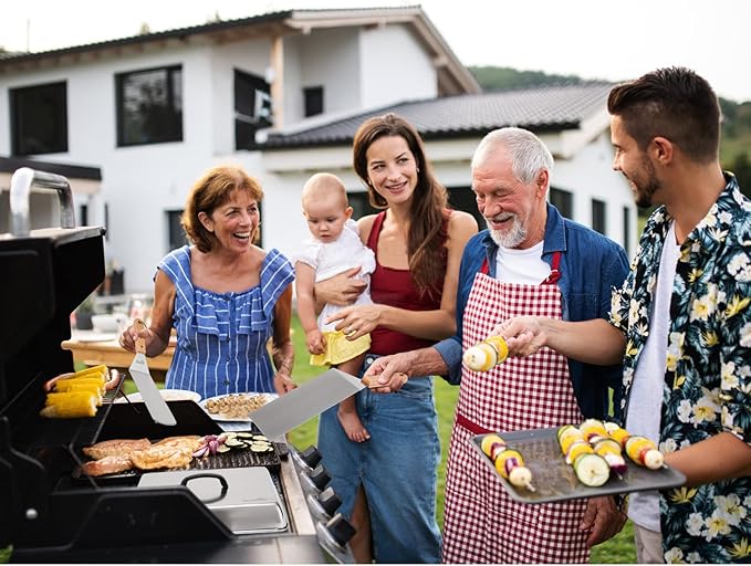 Barbecue Tool Set, 6 Piece Stainless Steel Griddle Kit with Wood Handle