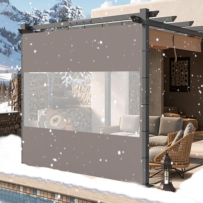 Domi Heavy Duty Outdoor Clear Panel Curtain, 18 oz Waterproof PVC Polyester by domioutdoorliving