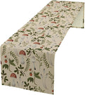 Mushroom Table Runner, Vintage Rustic Boho Botanical Plant Print Tablerunner by Unknown