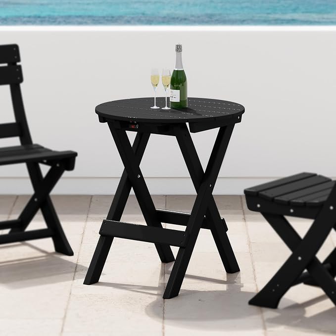 Costaelm Paradise HDPE Outdoor 24.5 Inch Round Portable Folding Patio Dining - Image 2