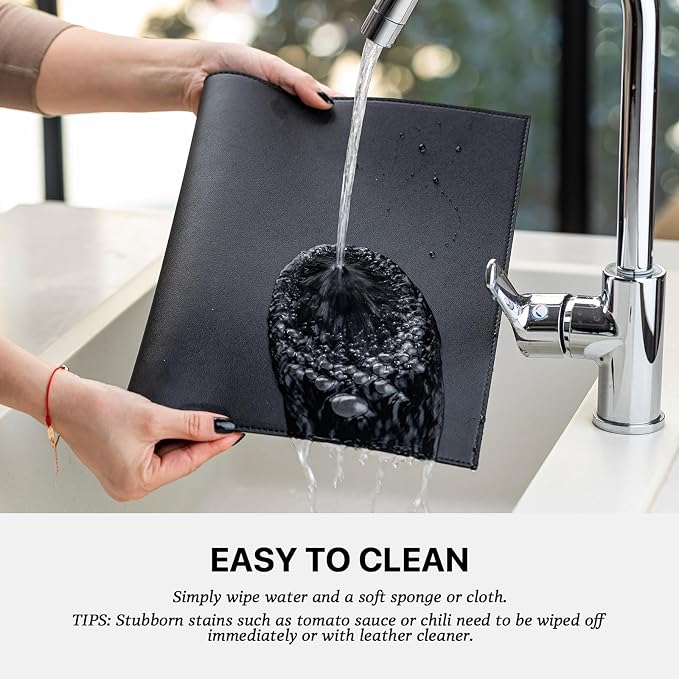 Faux Leather Placemats Set of 8 Vinyl Washable Wipeable Table Mats - Image 4