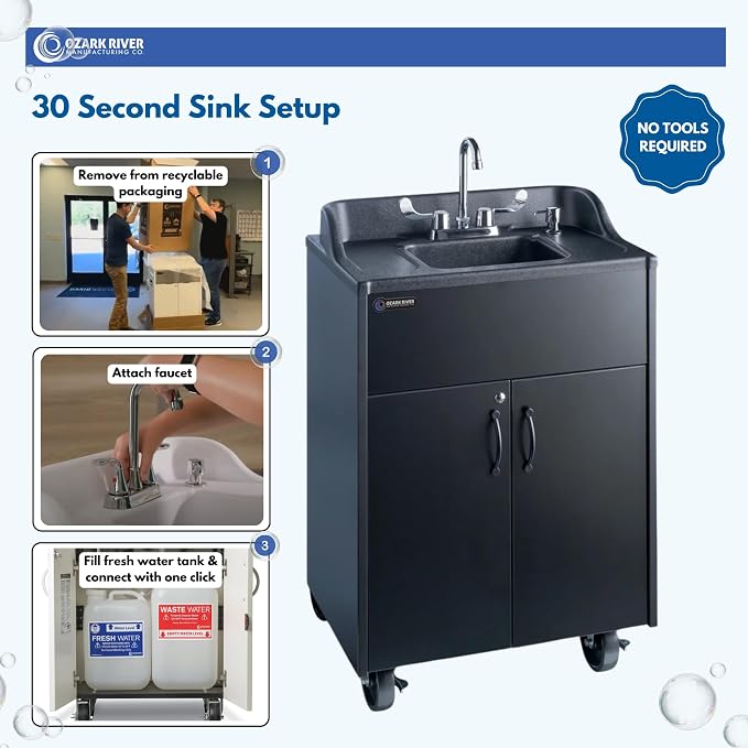 Ozark River Portable Sinks Premier Black, Mobile Self Contained Sink, Mobile - Image 6