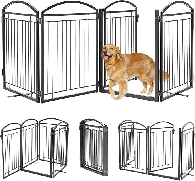 Full Metal Free Standing Dog Gate by WeLovePetsAsMuchAsYouDo