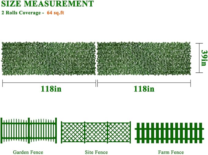 iCover 2 Set of 39 * 118in Artificial Ivy Privacy Fence Screen Cover, Highly - Image 2