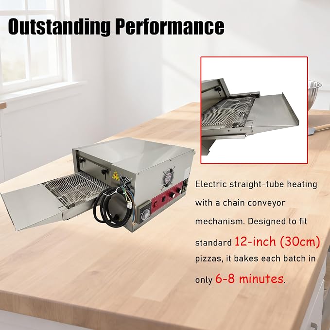 220V Countertop Conveyor Pizza Oven Commercial Baking Electric Oven 12" Belt - Image 4