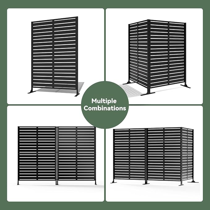 Modern Shade Metal Privacy Screen Outdoor 72" H x 48" W, Stable & Durable - Image 6