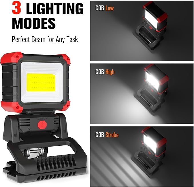 Yls 2pack LED Work Light, 2100LM Rechargeable COB Magnetic Clip on Work Light - Image 4