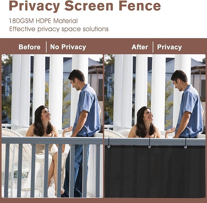 Sunny Guard Customized 3'x20' Black Balcony Privacy Screen, 90% Shade - Image 4