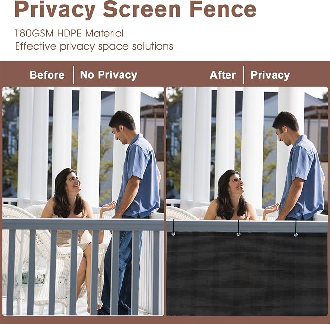 Sunny Guard Customized 2'6''x7' Black Balcony Privacy Screen, 90% Shade - Image 3