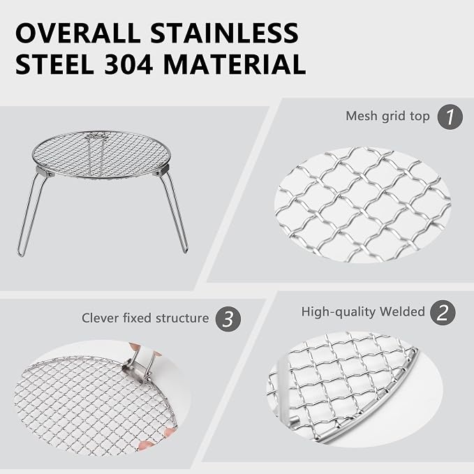 RROMATELX Small Folding Camping Grill，304 Stainless Stee Portable Camping - Image 4