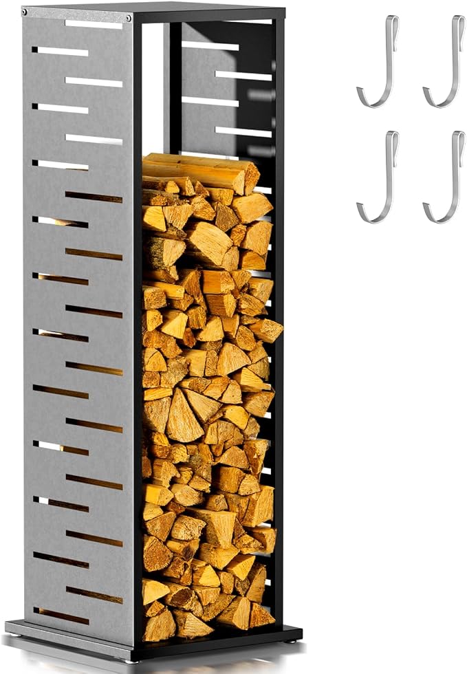 4ft Firewood Rack Outdoor, Fire Wood Rack Log Holder by Outdoorchairs