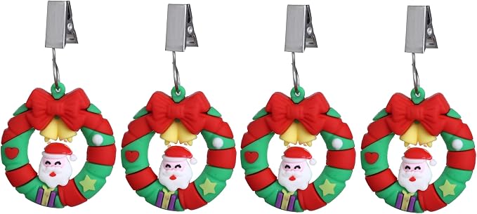 TwoFish Home Set of 4 Xmas Garland Tablecloth Weight Clamps Xmas Garland by TwoFishHomeFashionLLC