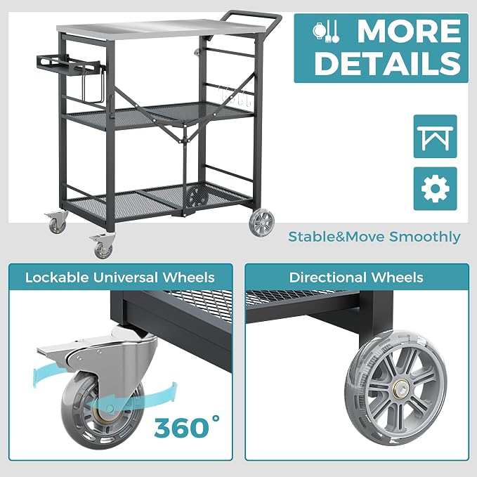 Ciokea Folding Outdoor Grill Cart - Image 5