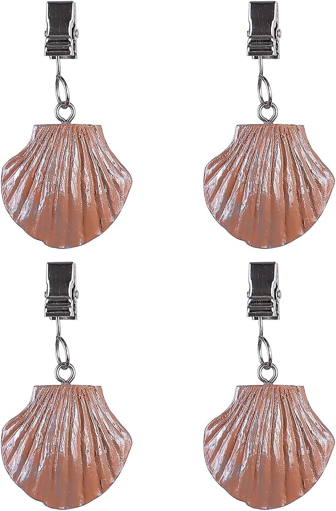 TwoFish Home Set of 4 Resin Chocolate Shells Tablecloth Weights Clips by TwoFishHomeFashionLLC