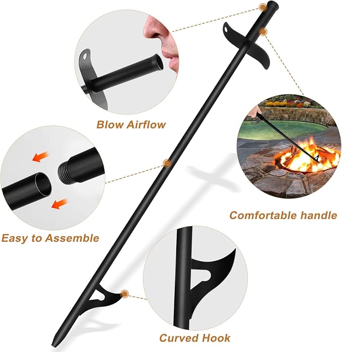 Cyrico Fire Poker and Fire Tongs Set, Heavy Duty 31 Inch Fireplace Poker - Image 5
