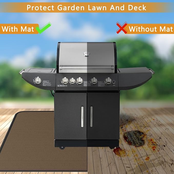 Anze Under Grill Mat for Outdoor Grill, 38x65 Inch Anti-Slip BBQ Floor Mats - Image 4
