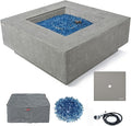Elementi+ | Victoria Gas Fire Pit Cast Concrete 40" Square Fire Table, Outdoor by AMSFireplaceInc