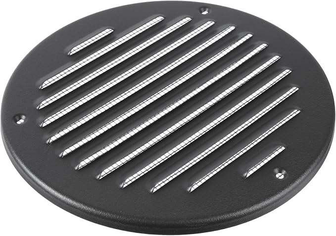 Round Ventilation Grille / 6'' Inch Inside Measurement/Black Metal Air Vent - Image 4