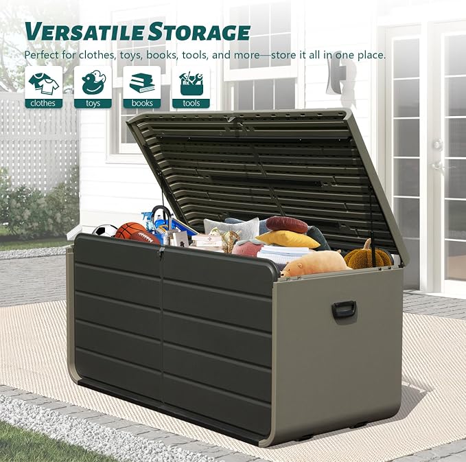 Domi 200 Gallon Outdoor Storage Box – Waterproof, UV-Resistant Deck Box - Image 7